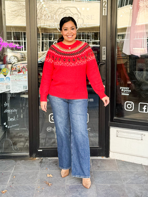 Holiday Vibes Fair Isle Knit Sweater