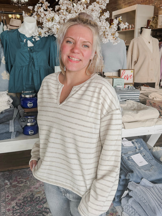 Athens Marled Knit Top in Cream