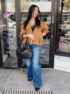 Corduroy Button Down Top in Camel