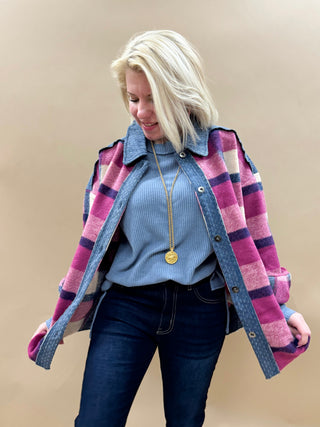 Myra Denim Plaid Shacket