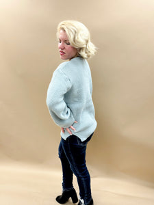 Winter Breeze Sweater Top in Dusty Blue