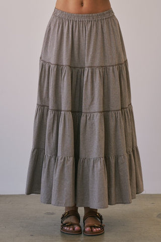 Lori Gingham Ruffle Midi Skirt
