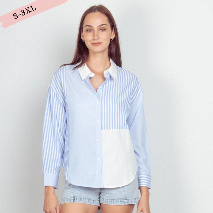 Timeless Button Up Top in Blue