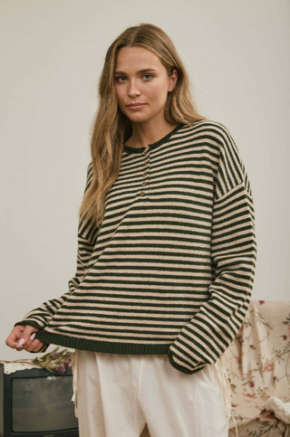 Georgia Henley Sweater in Olive