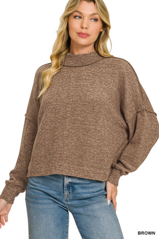 Annabelle Cropped Sweater in Brown