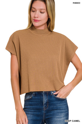 Nina Mock Neck Cropped Sweater