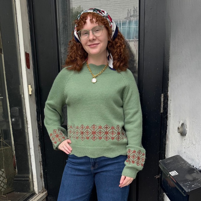 Thea Scalloped Mock Neck Sweater