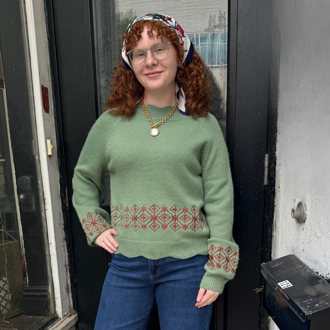 Thea Scalloped Mock Neck Sweater