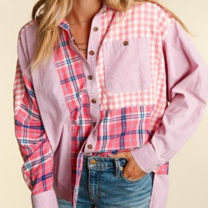 Pretty In Pink Oversized Button Down