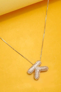 Initial Pave Bubble Necklace
