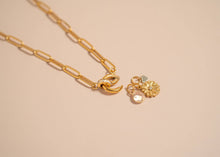 18K Gold Paperclip Rhinestone Charm Holder Necklace