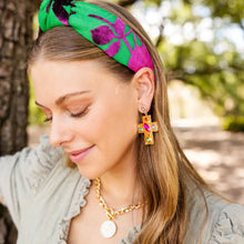 Brianna Cannon Green & Fuchsia Floral Headband