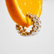 18K Gold Marquis CZ Stone Hoop Earrings