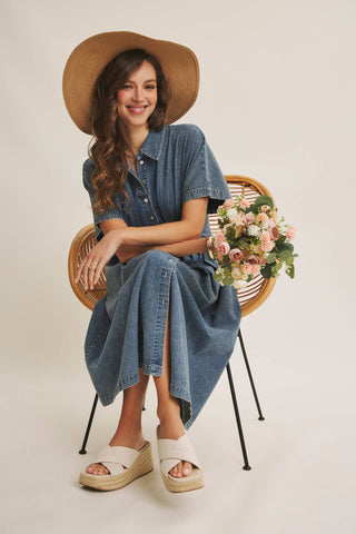 Tori Button Down Midi Dress