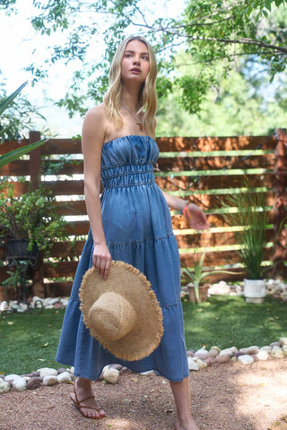 Nova Strapless Denim Dress