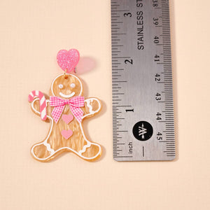 Christmas Gingerbread Man Dangling Earrings