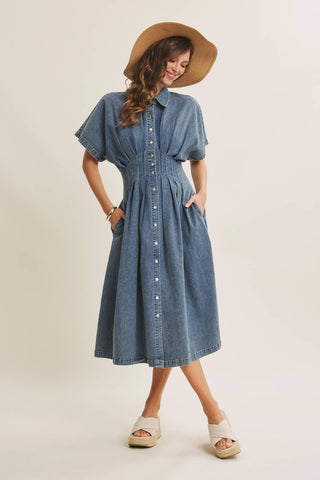 Tori Button Down Midi Dress