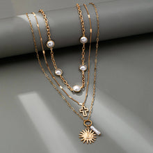 Pearl Sun Cross Charm Necklace