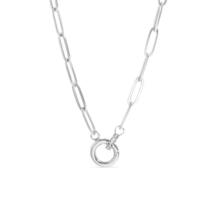 18K Gold Paperclip Rhinestone Charm Holder Necklace