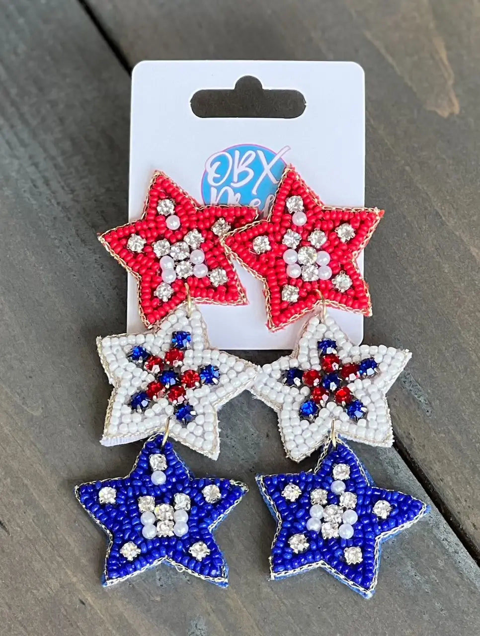 Red White and Blue Stars Earrings