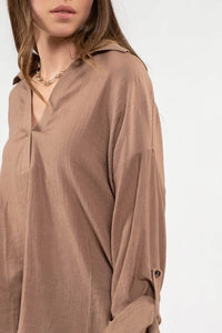 Charles Collared Long Sleeve in Mocha