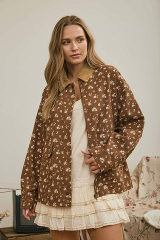 Elain Floral Jacket in Brown