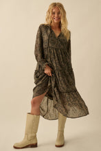 Autumn Floral Tiered Ruffle Midi Dress