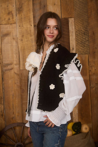 Camdyn Crochet Ruffled Knit Cardigan