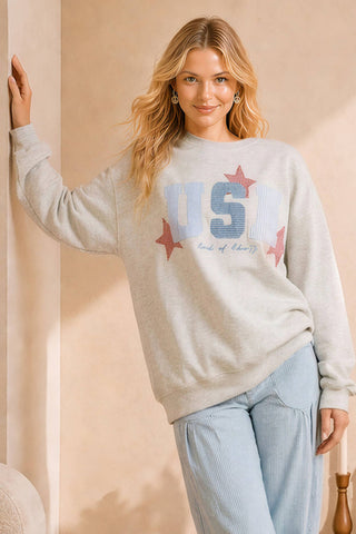 USA Patchwork Crewneck Top