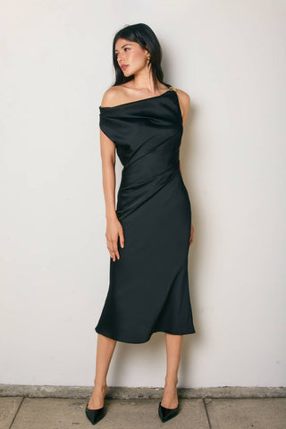 Adara Cowl Ruched Midi Dress