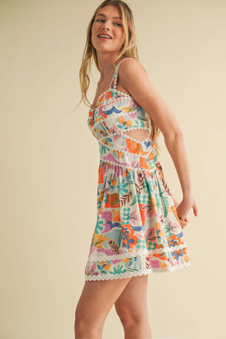 Mia Cut Out Lace Trim Dress
