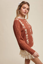 Rory Embroidered Cable Knit Sweater