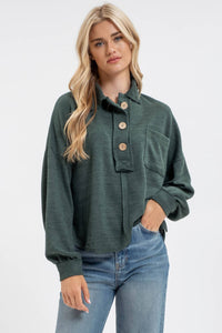 Touch of Fall Top in Hunter Green