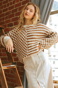 Checkered Crew Knit Sweater