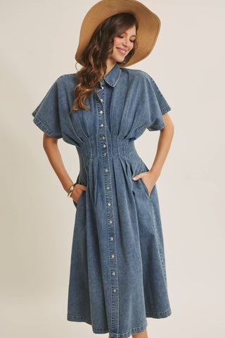 Tori Button Down Midi Dress