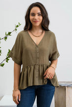 Lucas Stripe Button Down Top in Olive