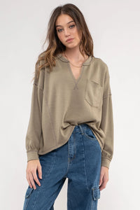 Mabel Knit Top in Olive Green