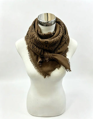 Bandana Wool Blend Scarf in Cafe