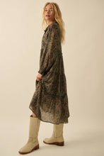 Autumn Floral Tiered Ruffle Midi Dress