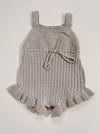 Luna + Luca Sleeveless Ruffle Romper - Heather Beige
