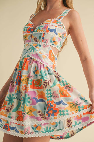 Mia Cut Out Lace Trim Dress