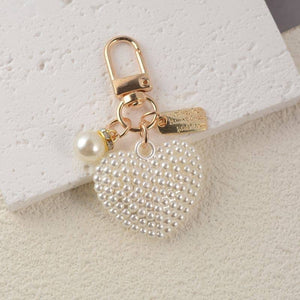 Pearl Heart Keychain Bag Charm