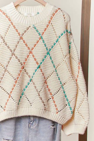 Taylor Diamond Cutout Knit Sweater