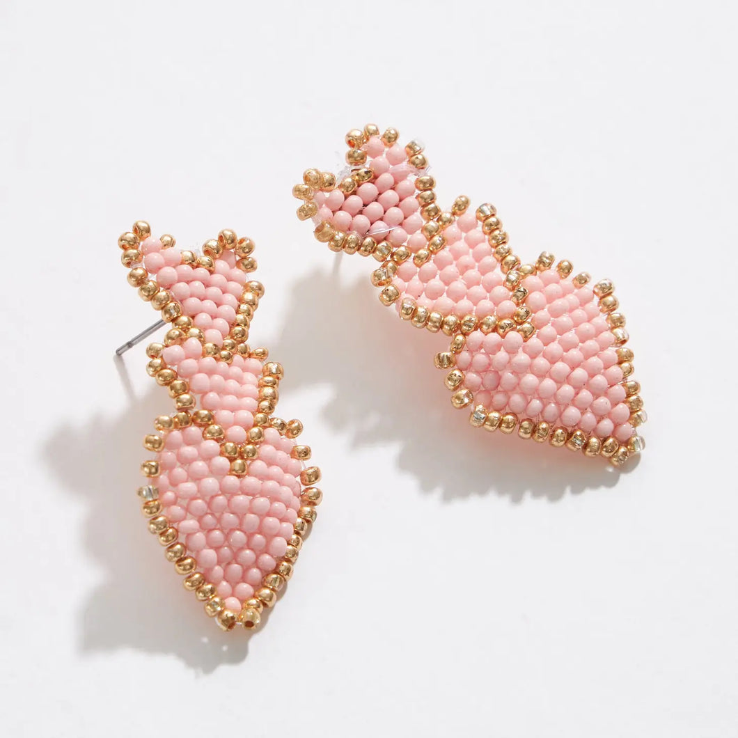 Petite Triple Heart Seed Beads Earring