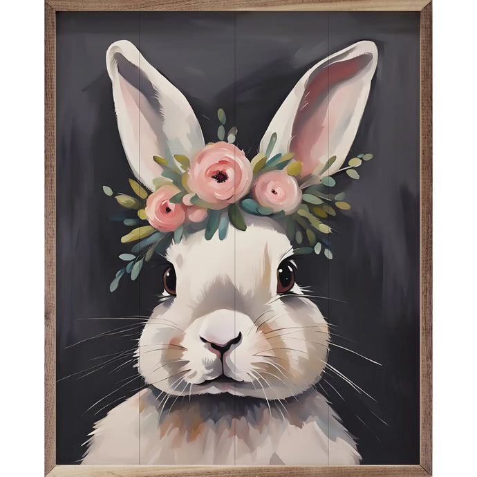 Bunny with Flower Crown Black
