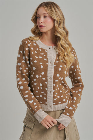 Falling For Fall Deer Print Cardigan