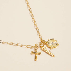 Cross, Believe, and Compass Charm Necklace