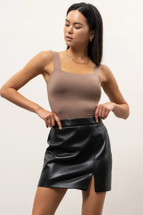 Nikita Square Neck Top in Taupe