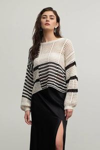 Colorblock Crochet Knit Sweater