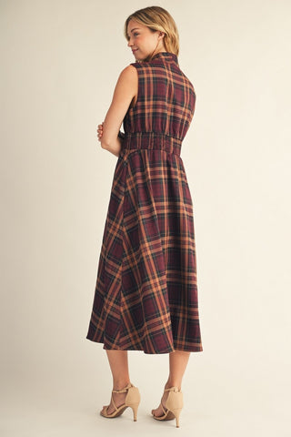 Alejandra Zip Up Plaid Midi Dress